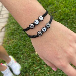 BFF Bracelet Best Friends Jewelry Adjustable Black w Silver Set of 2 Bracelets